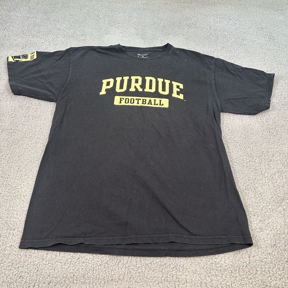 Champion Purdue T-Shirt Men's XL 42x28 Black Boiler Up Swoosh Foot Ball - Picture 10 of 12